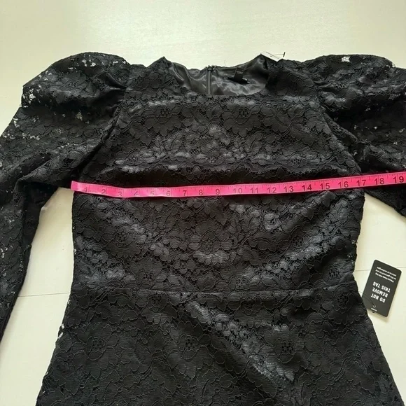 Express lace puff sleeve long sleeve black NWT dress black size medium - Picture 9 of 11